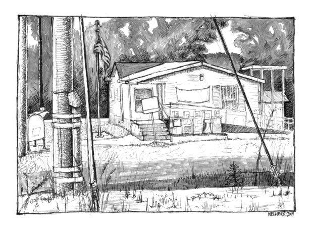 POST OFFICE.  (uni-ball ballpoint, PITT artist pen on paper)