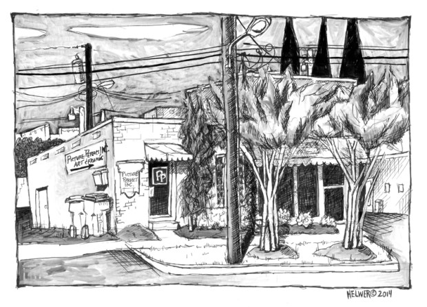 Imperfect Ink Picture of Picture Perfect, Inc. Shop. (uni-ball ballpoint, PITT artist pen on paper)