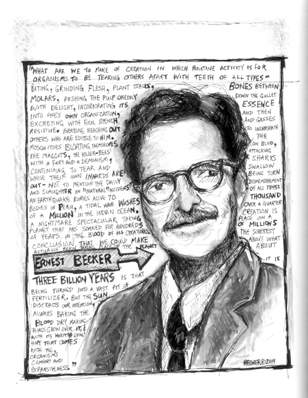 ERNEST BECKER. (PORTRAIT) (uni-ball ballpoint pen, PITT artist pen on paper)